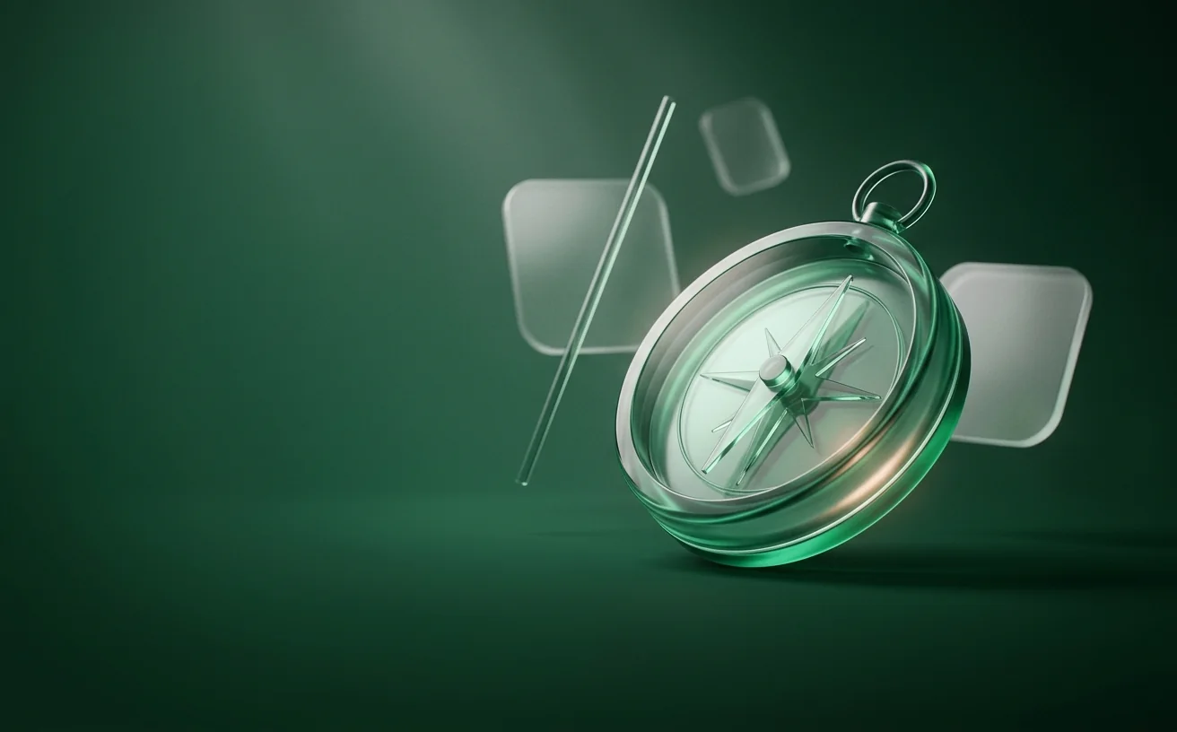 Greenback's sculptural glass financial compass